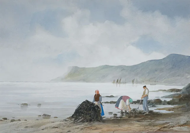 Edward Emerson, GATHERING SEAWEED, watercolour