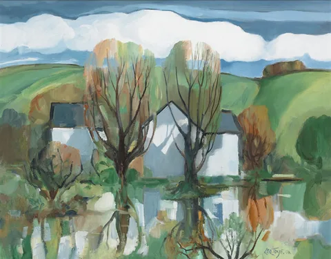 Leo Toye, FARM BUILDINGS AND TREES, 2006, oil on canvas