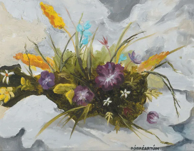Pat O'Breartuin, BURREN FLORA, COUNTY CLARE, 1984, oil on board