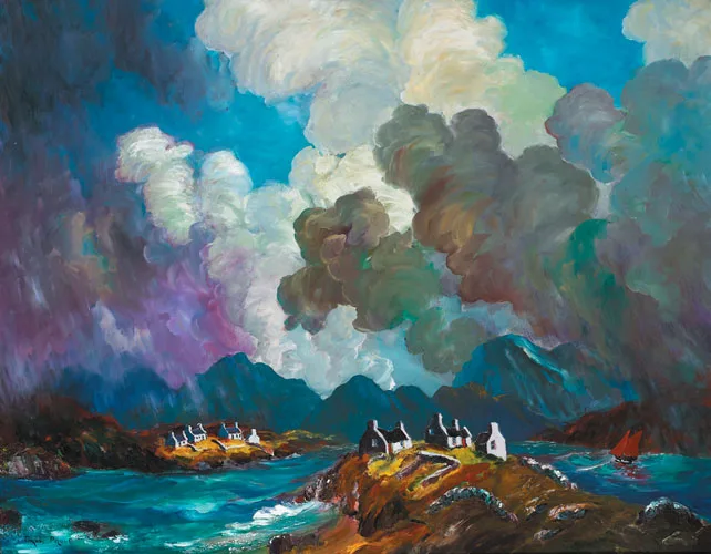 Paul Proud, INISHLACKEN AND THE TWELVE PINS, oil on board