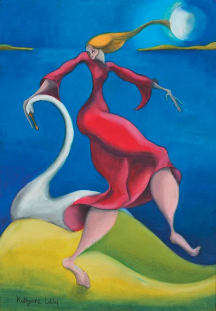 Katherine Liddy, THE SWAN LADY, pastel with pencil on paper