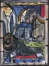 Evie Hone, ST. CECILIA, DESIGN FOR STAINED GLASS PANEL, c.late 1940s