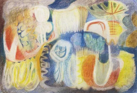 Noreen Rice, ABSTRACT COMPOSITION, oil pastel on paper