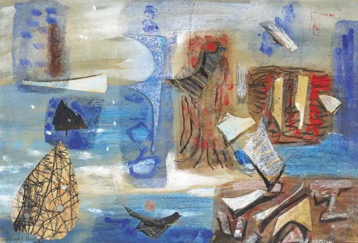 SEA SHAPES by Gerard Dillon, gouache with pastel and collage on paper, sold Mar 2011