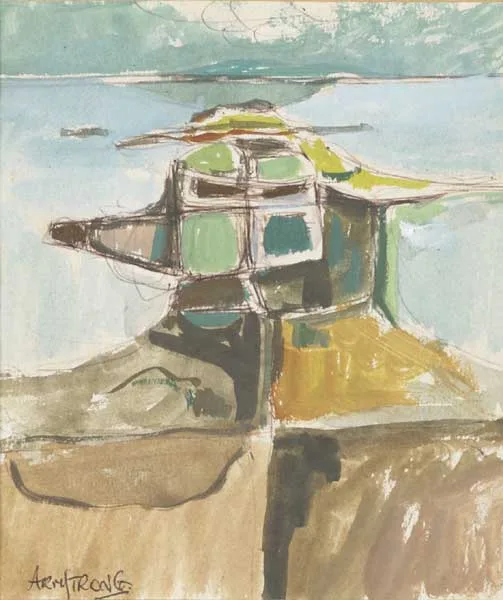 CONNEMARA PROMONTORY by Arthur Armstrong, gouache over pen and pencil on paper, sold Mar 2011