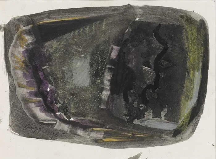 WINTER COLLAGE II by Tony O'Malley, 1965, gouache with collage on paper, sold Mar 2011
