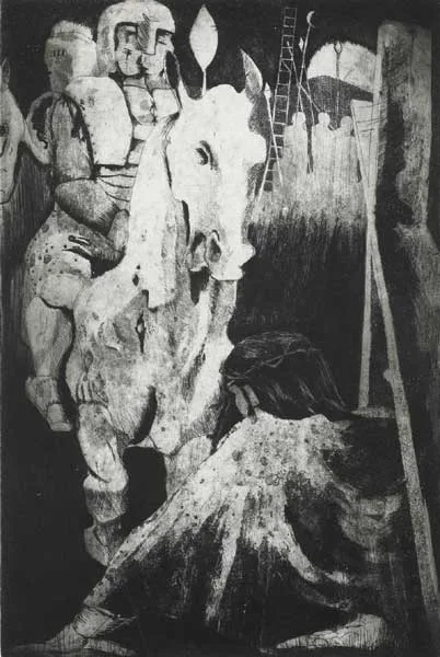 CHRIST FALLS THE THIRD TIME by Patrick Hickey, etching (no. 2 from an edition of 30), sold Mar 2011