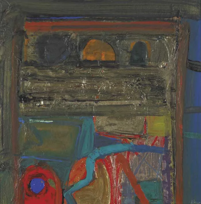 HARBOUR BOX by Barbara Rae, oil with collage on canvas, sold Mar 2011