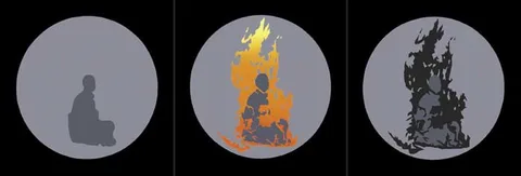 Robert Ballagh, BURNING MONK, 1968, acrylic on canvas