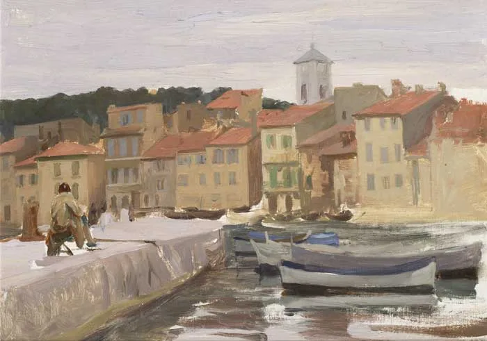 THE PIER, CASSIS by Dermod O'Brien, oil on canvas, sold Mar 2011