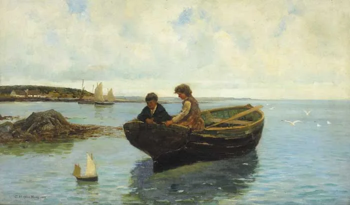 Charles Napier Henry, CHILDREN WITH SAILBOAT, 1897, oil on canvas