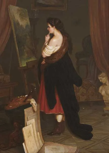 Michael George Brennan, PORTRAIT OF LAURA REDDEN SEARING IN THE STUDIO, 1867, oil on canvas