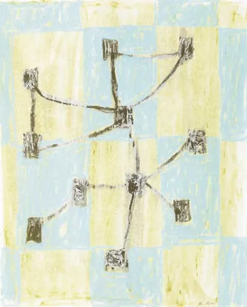 John Noel Smith, UNTITLED (TURQUOISE & BROWN KNOTS), 1998, pastel on paper