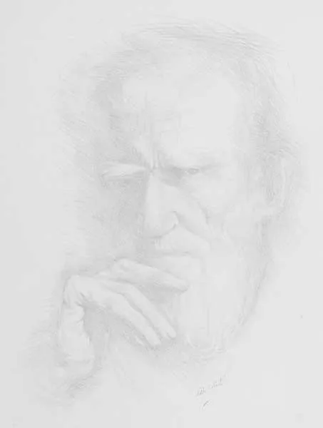 Hilda Roberts, PORTRAIT OF GEORGE BERNARD SHAW, pencil on paper
