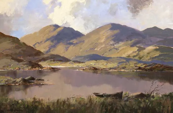 REFLECTIONS, LOUGH BAWN, CONNEMARA by George K. Gillespie, oil on board, sold Mar 2011