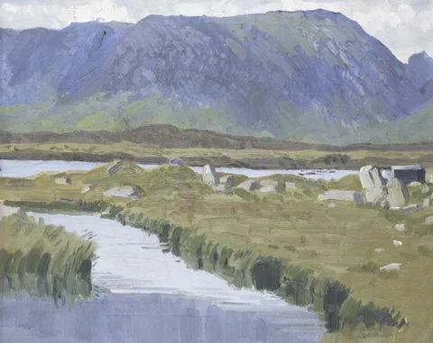 Micheál de Burca, BENDS IN THE RIVER, CONNEMARA, oil on canvas