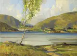 Maurice Canning Wilks, LANDSCAPE WITH TREE AND COTTAGES BEYOND