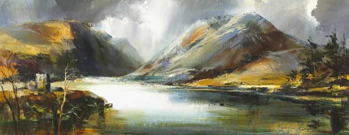 MOUNTAIN AND LOUGH by Kenneth Webb, oil on canvas, offered Mar 2011
