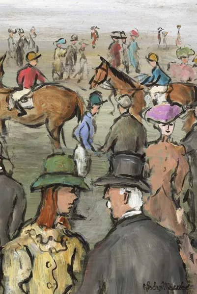AT THE RACES by Gladys Maccabe, oil on board, sold Mar 2011
