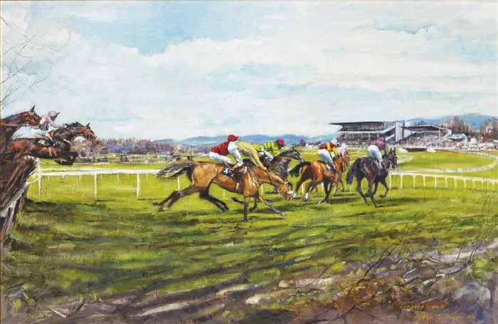 LEOPARDSTOWN by Roy Lyndsay, 1985, oil on canvas, offered Mar 2011