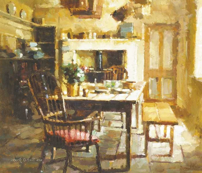 KITCHEN INTERIOR by Mark O'Neill, 2001, oil on board, sold Mar 2011