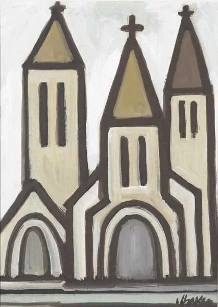 CHURCH by Markey Robinson, gouache, sold Mar 2011