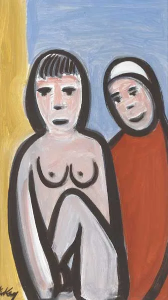NUDE by Markey Robinson, oil and gouache on card, offered Mar 2011