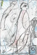 John Kingerlee, FIGURES AGAINST A BLUE BACKGROUND