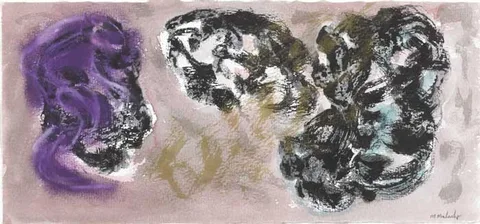Michael Mulcahy, ABSTRACT HEADS, watercolour with ink and pastel on paper