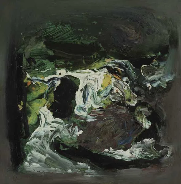 Gerald Davis, LANDSCAPE FORMS, 1979, oil on board