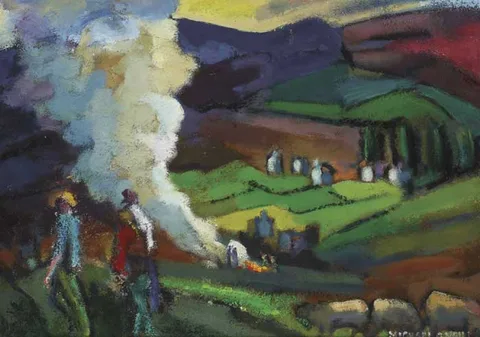 Michael O'Neill, BONFIRE ON THE FEATHERBED MOUNTAIN, oil on board
