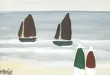 Markey Robinson, TWO SHAWLIES AND TWO BOATS BY THE SHORE