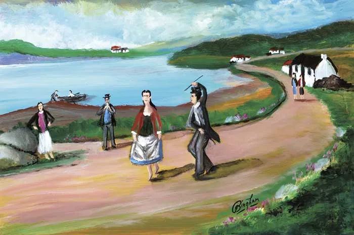 James Bingham, DANCING AT THE CROSSROADS, oil on board