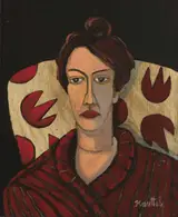 Graham Knuttel, PORTRAIT OF A LADY DRESSED IN RED