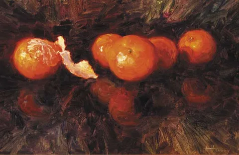 Kenny McKendry, LITTLE ORANGES, oil on board