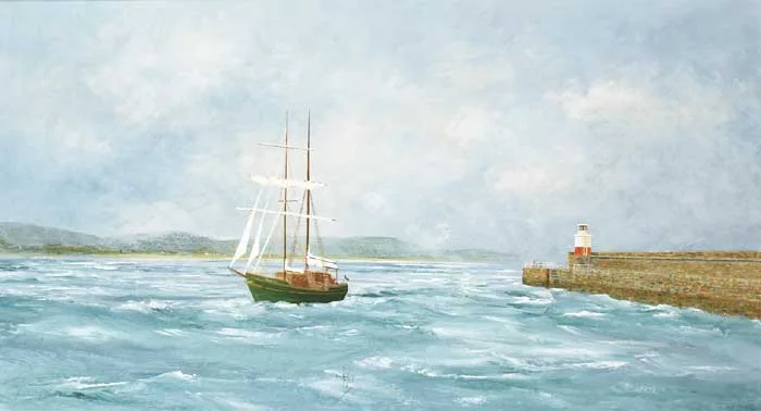 Brendan Hayes, THE ASGARD II, WICKLOW HARBOUR, 1996, oil and acrylic on canvas, panel mounted