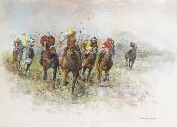 Susan Mary Webb, THE HOME RUN, 1987, oil pastel over pencil on tinted paper