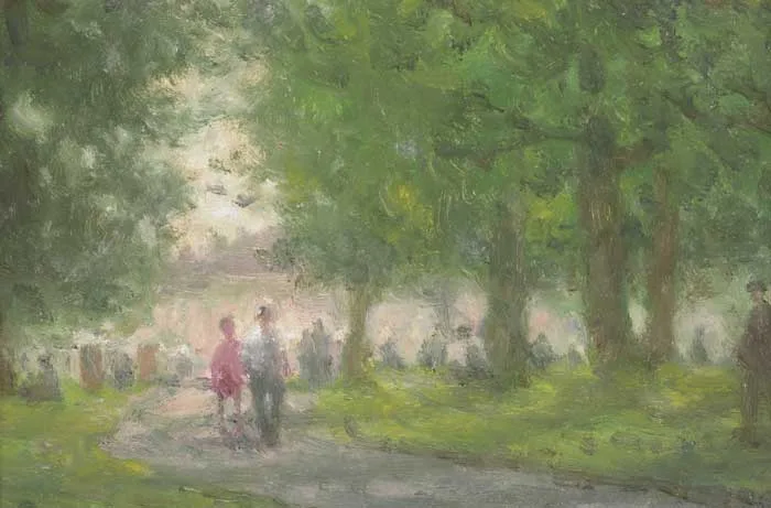 STEPHEN'S GREEN by William Mason, 1971, oil on board, offered Dec 2010