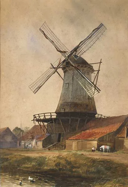 WINDMILL by Anthony Carey Stannus, gouache heightened with white, offered Dec 2010