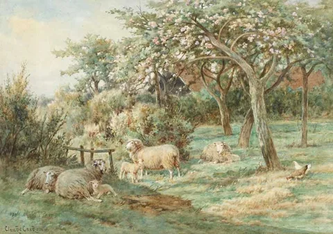 A CORNER OF THE ORCHARD (AT MILLINGTON JONES'), CLAPHAM HILL, 1928 and A BREEZY DAY NEAR GRIMM'S HALL WHITSTABLE by Claude Cardon, watercolour, offered Dec 2010