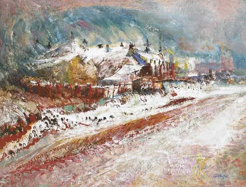 Adge Baker, SNOW ON CHELSEA, oil on canvas