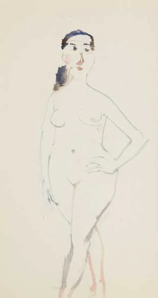 STANDING NUDE by Stella Steyn, watercolour, offered Dec 2010