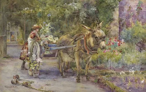 Mildred Anne Butler, THE GARDEN CART, watercolour and pencil heightened with bodycolour