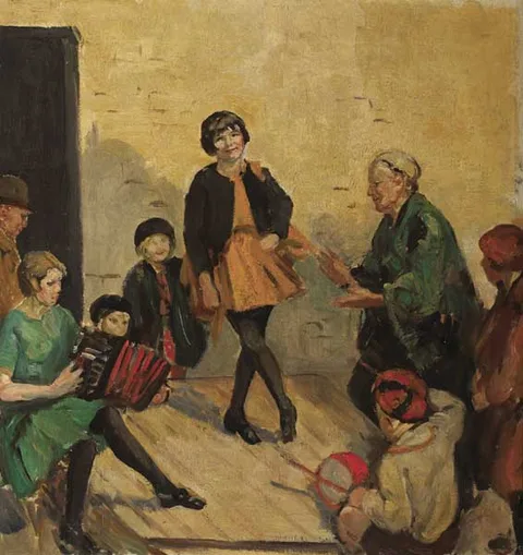 CEILIDH AT DUNBOYNE by Eva Henrietta Hamilton, c.1919, oil on canvas, sold Nov 2010