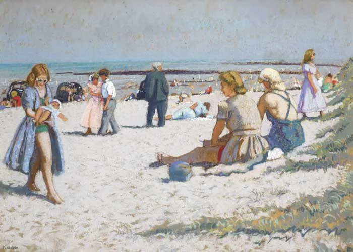 NORTH BEACH, RUSH, 14 JUNE by Patrick Leonard, 1949, pastel on tinted paper, sold Nov 2010