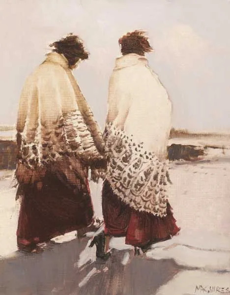 GALWAY SHAWLS by Cecil Maguire, 1982, oil on board, sold Nov 2010