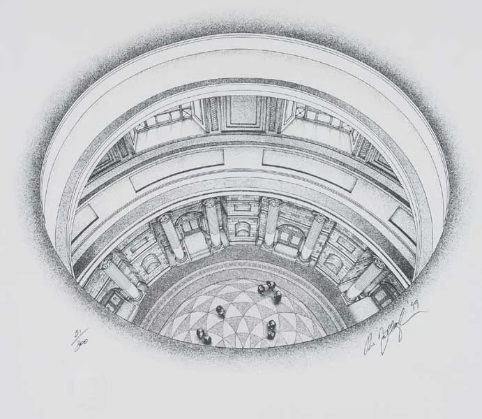 THE ROUND HALL, FOUR COURTS, DUBLIN by Robert Ballagh, 1999, lithograph (number 51 from an edition of 300), sold Nov 2010