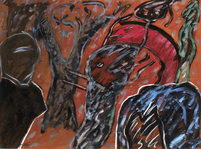 UNTITLED by Michael Mulcahy, acrylic, oil pastel and Indian ink on paper, sold Nov 2010
