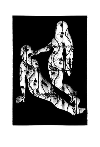 Alice Maher, TRYST (THE EARTHLY GARDEN), 2009, charcoal on paper