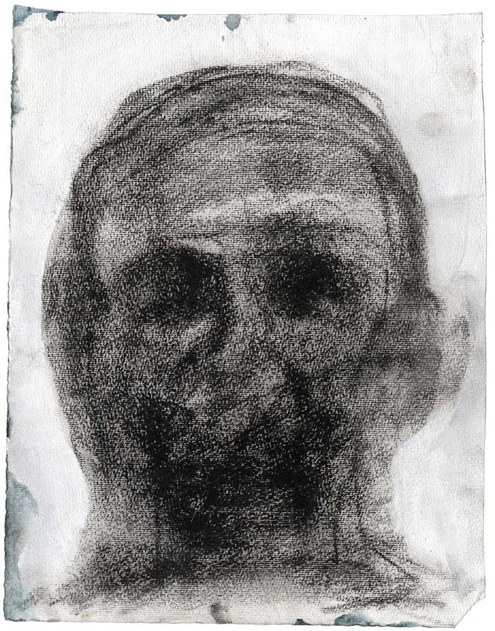 MY FRIEND E by Brian Maguire, oil with gouache and charcoal on paper, offered Nov 2010